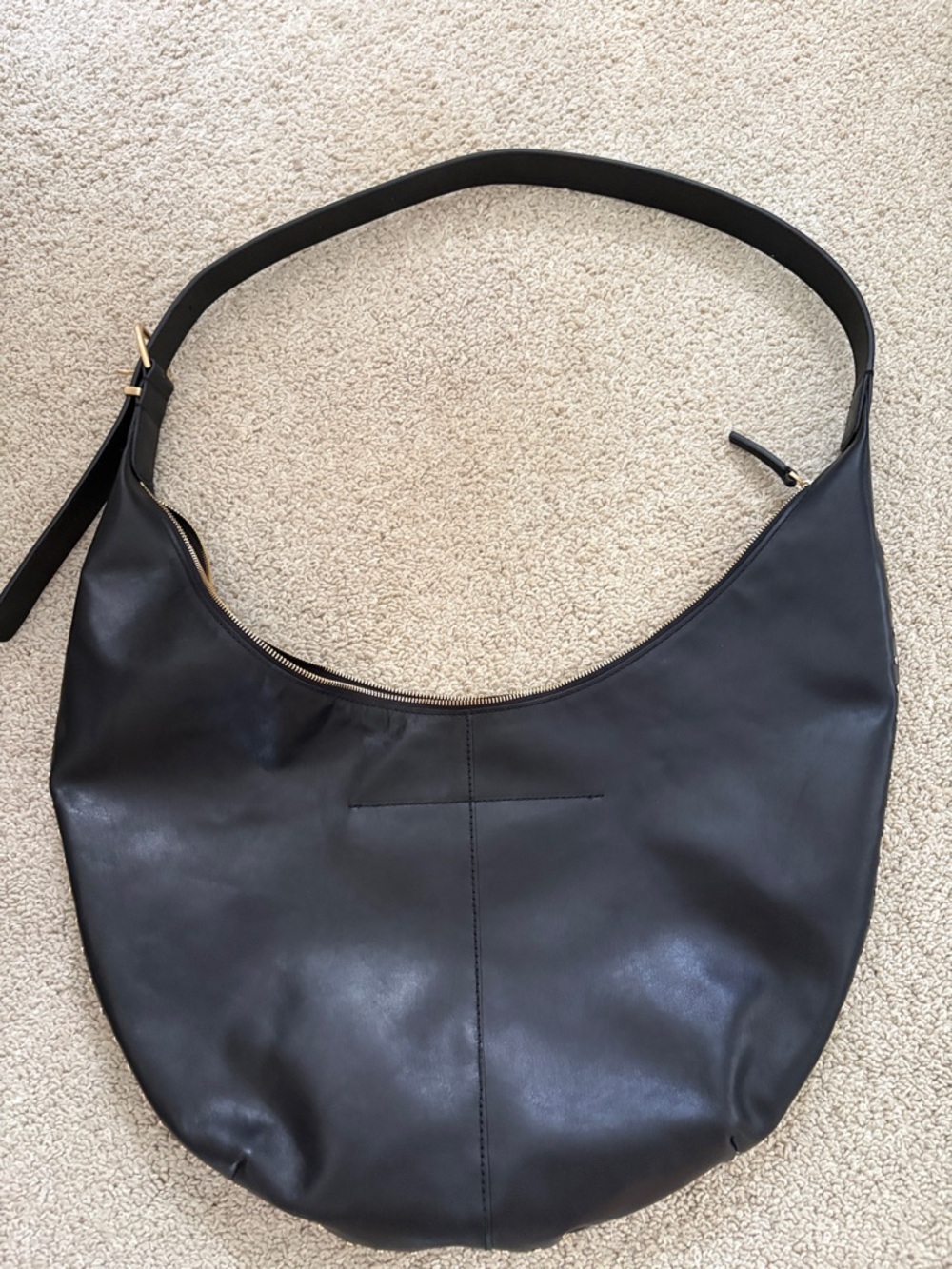 Madewell Classic Black Leather Hobo Bag NEW stud details